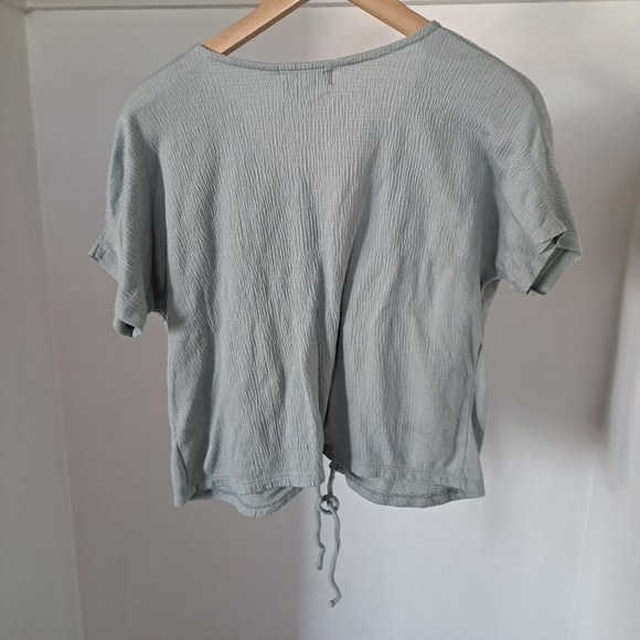 Pink Rose | Mint green womans t shirt with key hoke tie up - Picture 8 of 12